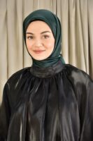 Shiny square silk scarf-Emerald