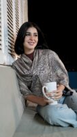 Bohemian Double Sided Cashmere Shawl-Navy