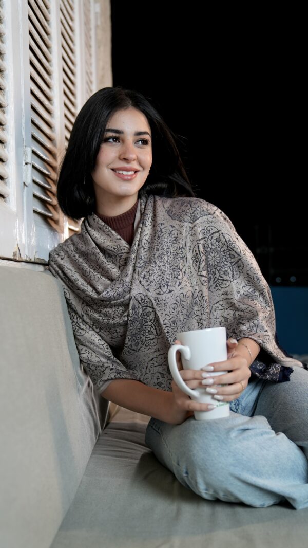 Bohemian Double Sided Cashmere Shawl-Navy