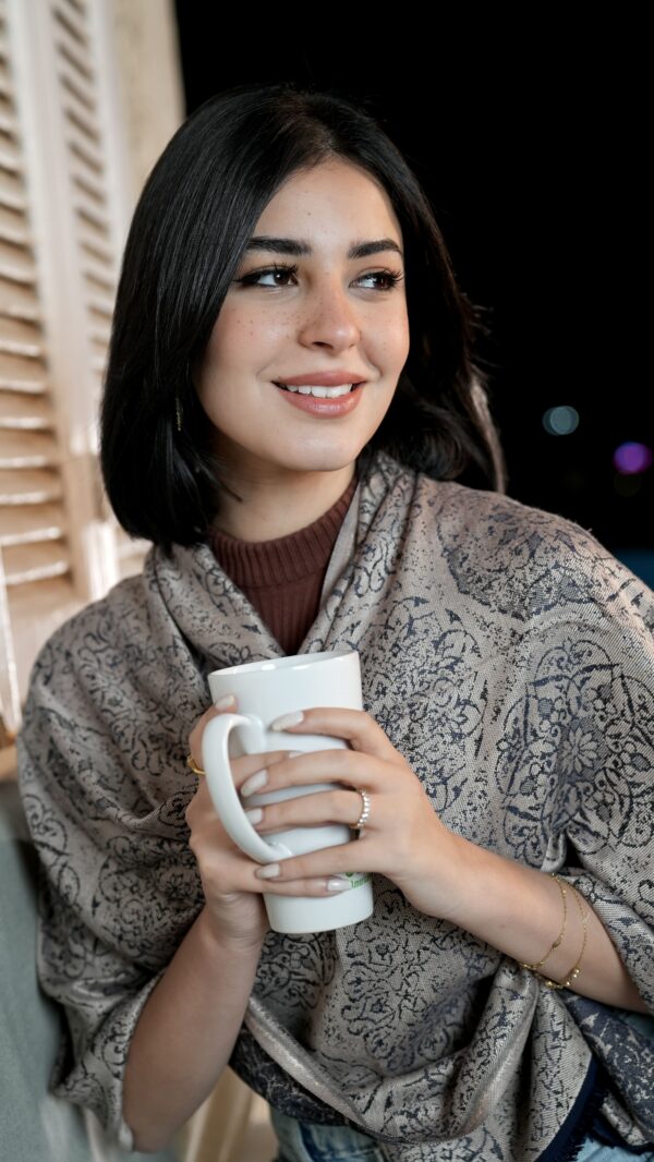 Bohemian Double Sided Cashmere Shawl-Navy