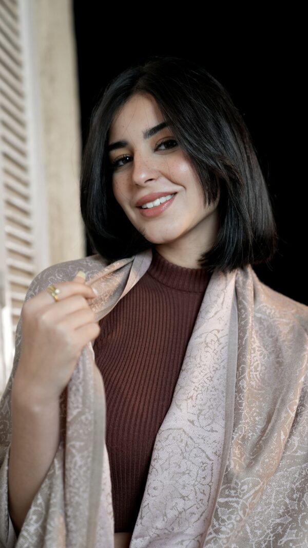 Bohemian Double Sided Cashmere Shawl-Rose/Beige