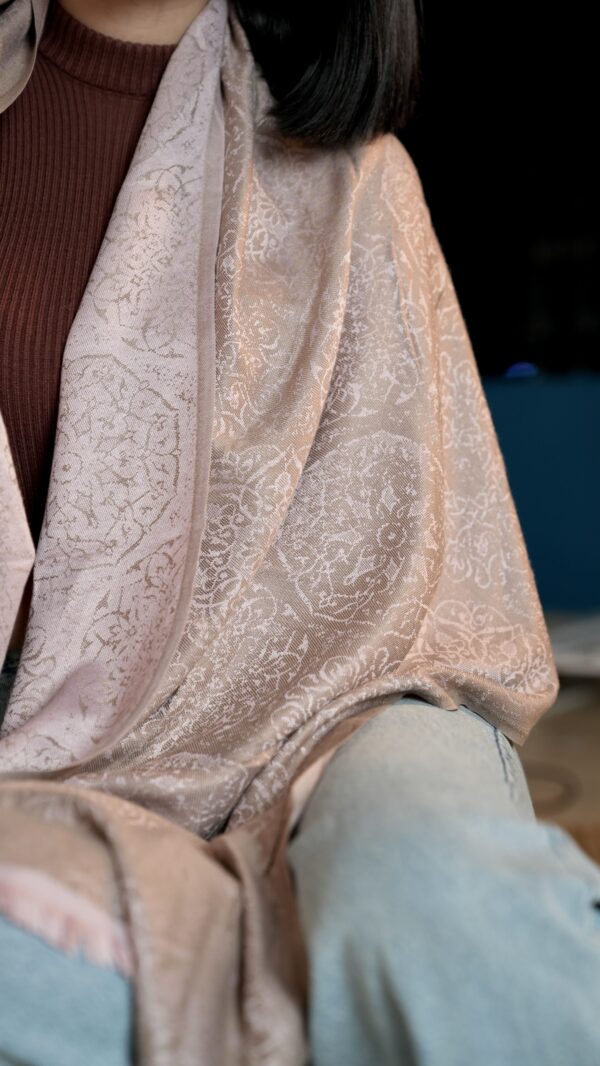 Bohemian Double Sided Cashmere Shawl-Rose/Beige
