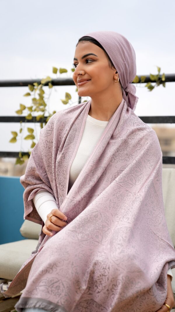 Bohemian Double Sided Cashmere Shawl-Rose/Gray
