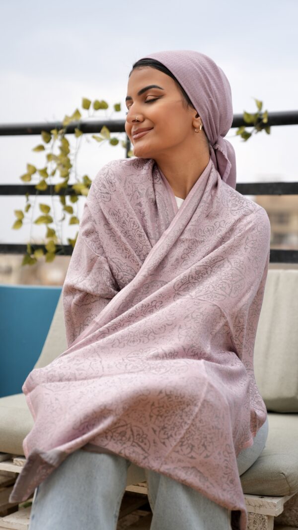Bohemian Double Sided Cashmere Shawl-Rose/Gray