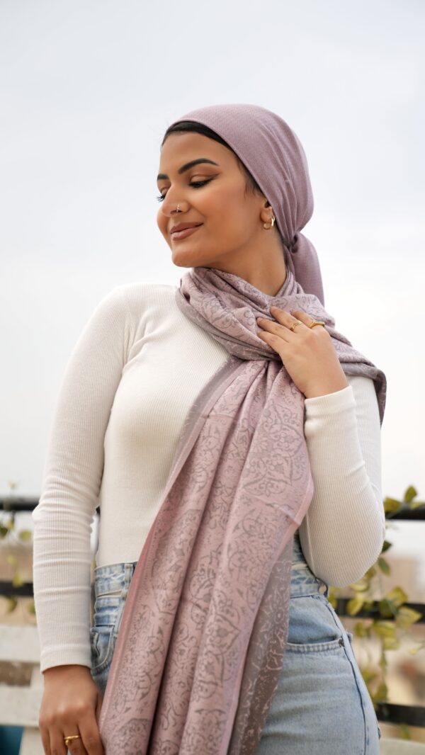 Bohemian Double Sided Cashmere Shawl-Rose/Gray