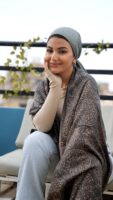 Bohemian Double Sided Cashmere Shawl Black/Beige