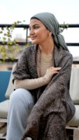 Bohemian Double Sided Cashmere Shawl Black/Beige