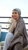 Bohemian Double Sided Cashmere Shawl Black/Beige