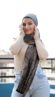 Bohemian Double Sided Cashmere Shawl Black/Beige