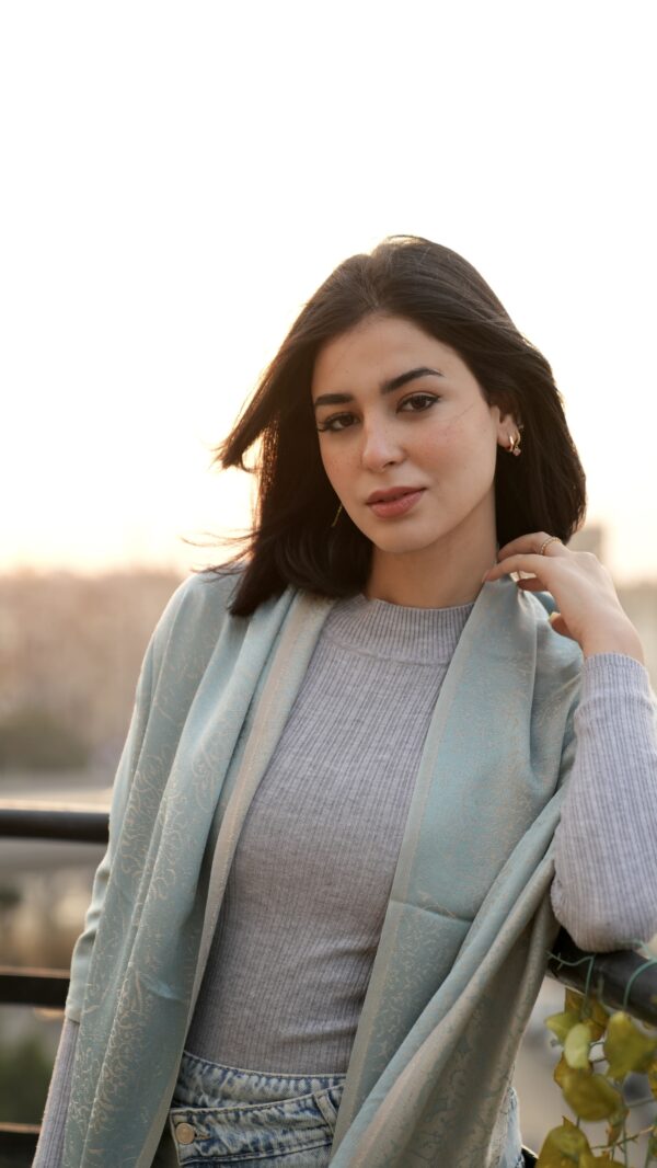 Bohemian Double Sided Cashmere Shawl-Mint