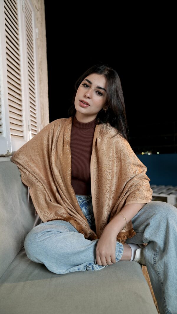 Bohemian Double Sided Cashmere Shawl-Caramel