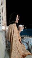 Bohemian Double Sided Cashmere Shawl-Caramel