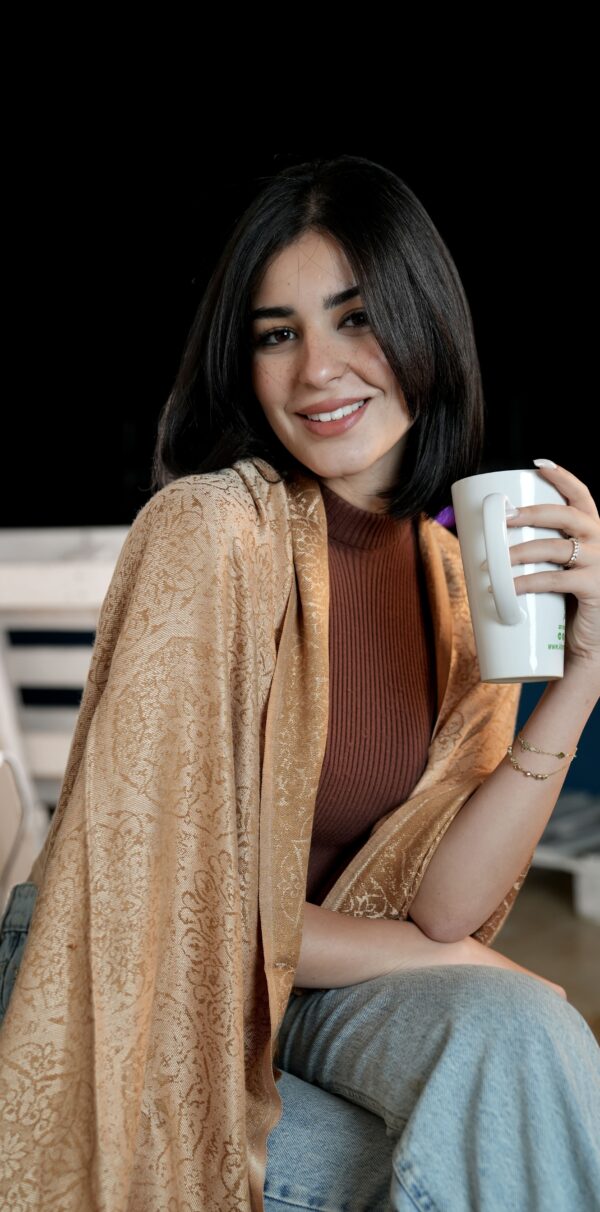 Bohemian Double Sided Cashmere Shawl-Caramel