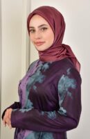 Janjan square silk scarf-Dried Rose