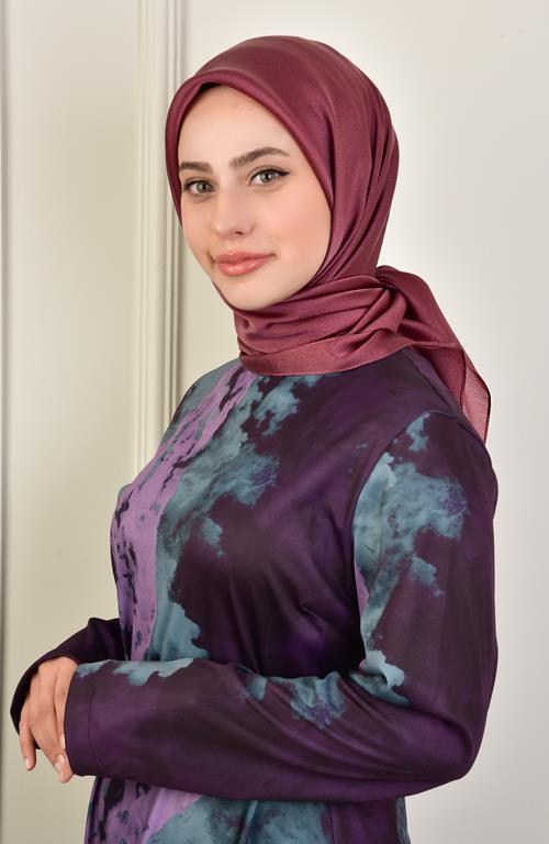 Janjan square silk scarf-Dried Rose