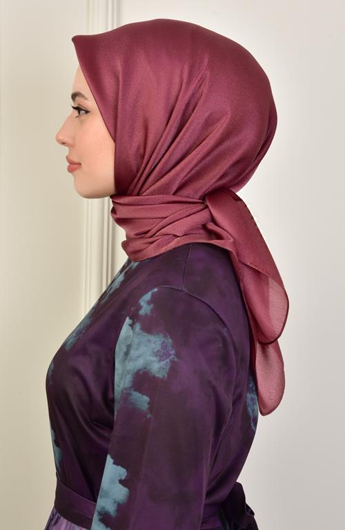 Janjan square silk scarf-Dried Rose