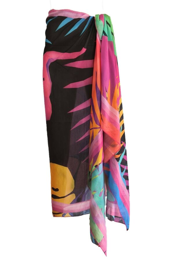 Black Elephant Voile cotton Cover up