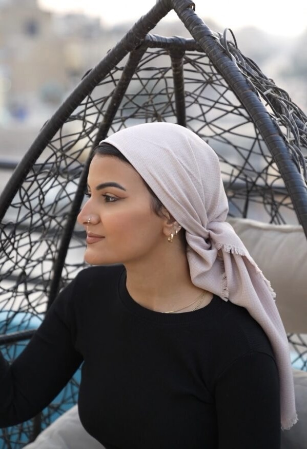 Luxury cotton square scarf-Beige
