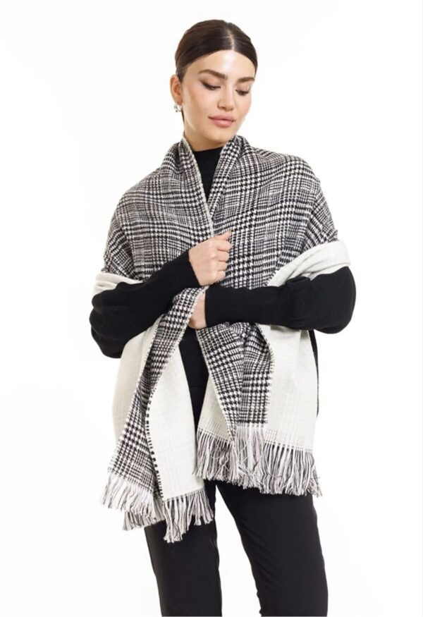 Double Sided Soft Wool Shawl Off White