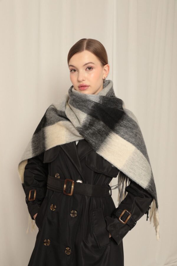 Double Sided Blocks Soft wool winter shawl