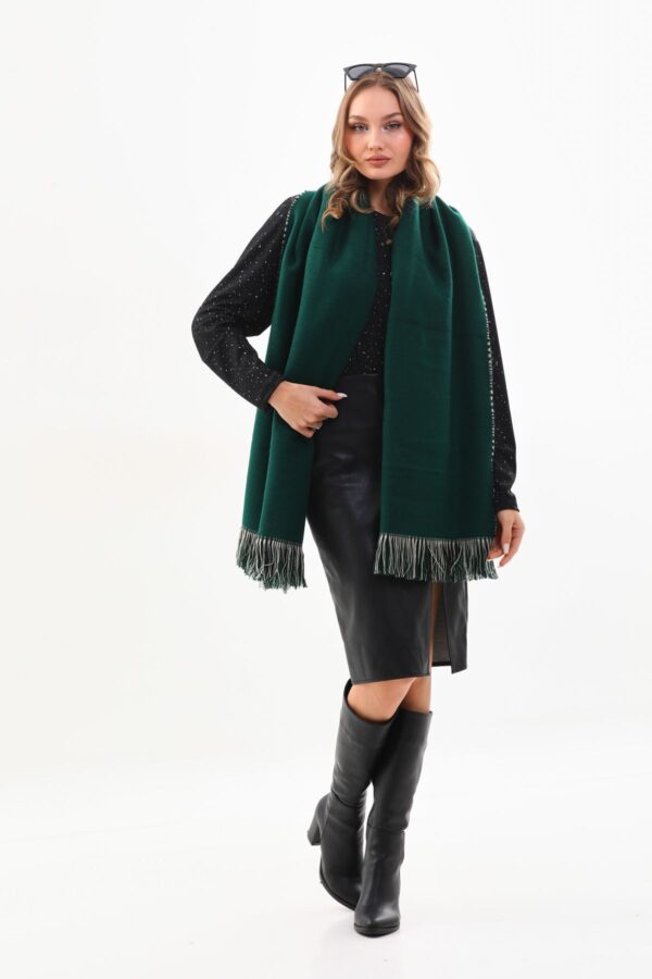 Double sided soft wool shawl Green