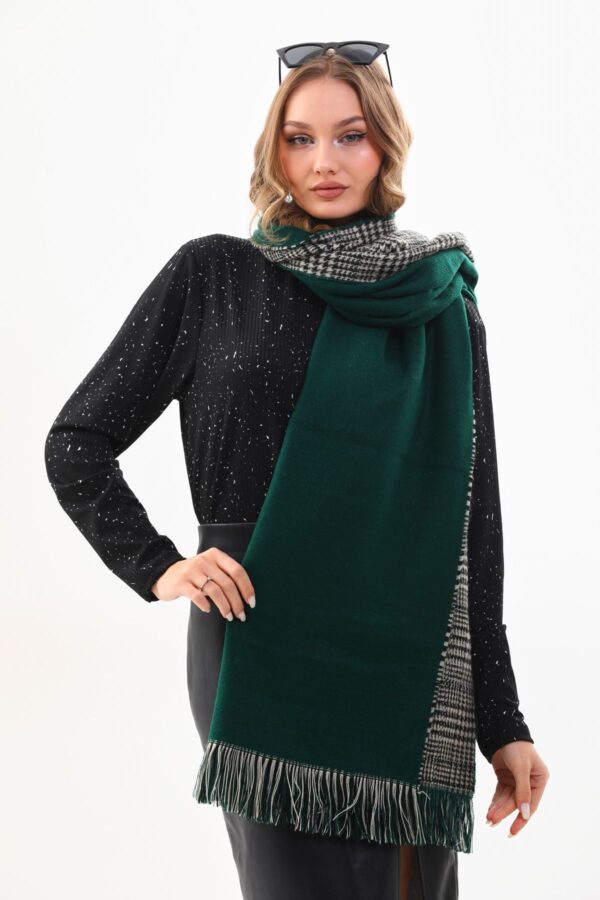 Double sided soft wool shawl Green