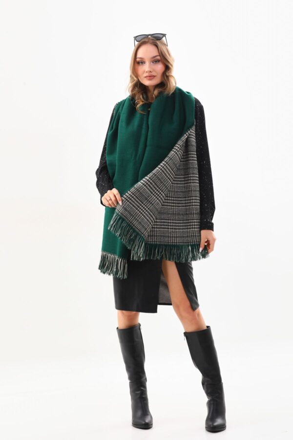 Double sided soft wool shawl Green