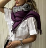 Double Sided Soft Wool Shawl Eggplant