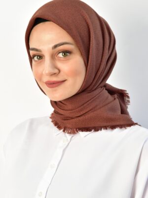 Luxury cotton square scarf-Brown