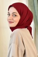 Luxury cotton square scarf-Bordo