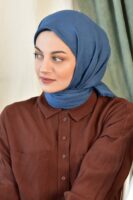 Luxury cotton square scarf-Indigo