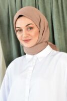 Luxury cotton square scarf-Light Coffee