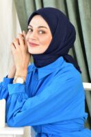Cotton square scarf Navy BRWSS-11
