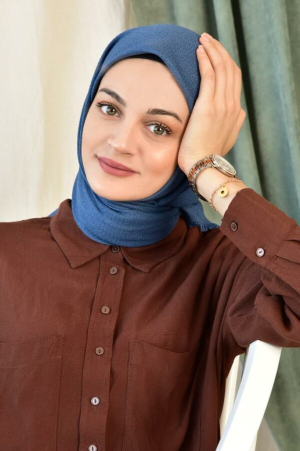 Luxury cotton square scarf-Indigo