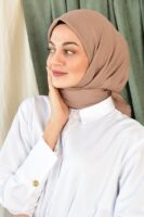 Luxury cotton square scarf-Light Coffee