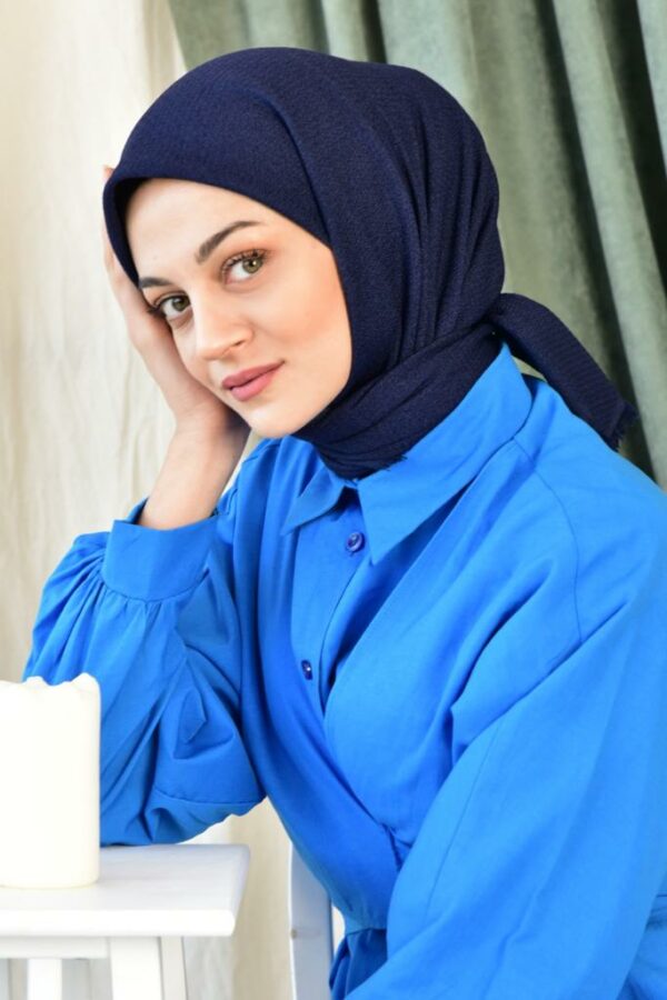 Cotton square scarf Navy BRWSS-11