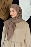 Luxury cotton square scarf-Coffee