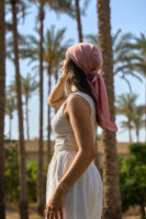 1Janjan Square Silk Scarf-Rose