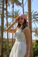 1Janjan Square Silk Scarf-Rose