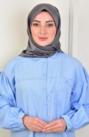 Janjan Square Silk Scarf-Smoke