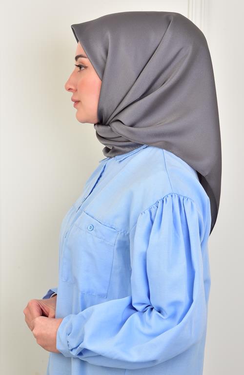 Janjan Square Silk Scarf-Smoke