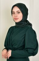 Janjan Square Silk Scarf-Emerald