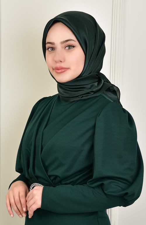 Janjan Square Silk Scarf-Emerald