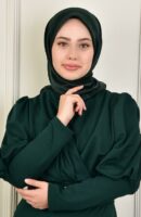 Janjan Square Silk Scarf-Emerald