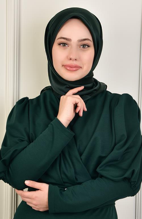 Janjan Square Silk Scarf-Emerald