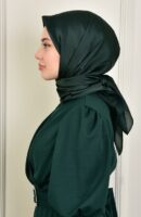 Janjan Square Silk Scarf-Emerald