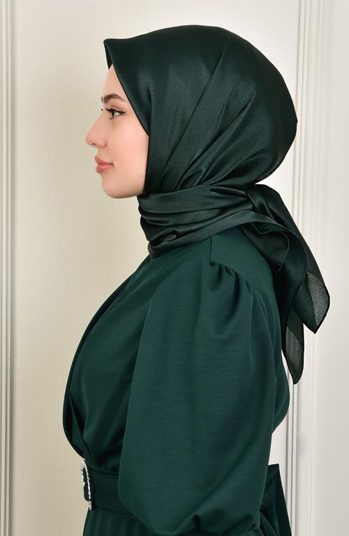 Janjan Square Silk Scarf-Emerald