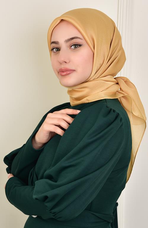 Janjan Square Silk Scarf-Gold