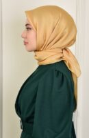 Janjan Square Silk Scarf-Gold