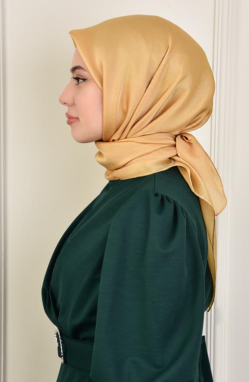 Janjan Square Silk Scarf-Gold